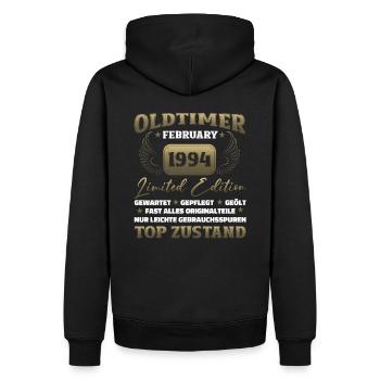 30. Geburtstag Oldtimer Februar Jahrgang 1994 - Männer Premium Bio Hoodie - Schwarz - Hinten - Nico (187cm)