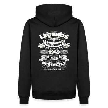 75th Birthday Husband February Vintage 1949 Legendary - Men’s Premium Organic Hoodie - black - Back - Nico (187cm)