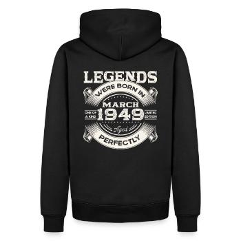 75th birthday Legendary since March Born in 1949 - Men’s Premium Organic Hoodie - black - Back - Nico (187cm)