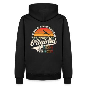 90e anniversaire cadeau mari avril Vintage 1934 - Sweat à capuche Premium bio Homme - noir - Dos - Nico (187cm)