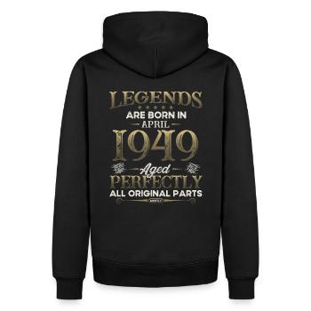 75th Birthday Gift Man Legendary Since 1949 - Men’s Premium Organic Hoodie - black - Back - Nico (187cm)
