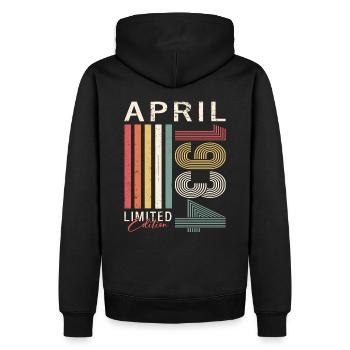 90e anniversaire mari Original avril Vintage 1934 - Sweat à capuche Premium bio Homme - noir - Dos - Nico (187cm)