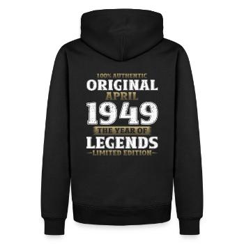 75th Birthday Gift Husband Legendary Since 1949 - Men’s Premium Organic Hoodie - black - Back - Nico (187cm)