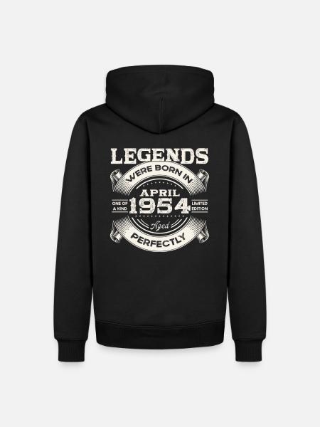 70-års fødselsdagsgave Legendarisk årgang 1954 - Herre Premium økologisk hoodie - sort