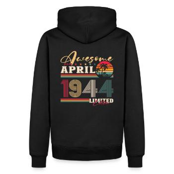 80e anniversaire mari avril Vintage 1944 génial - Sweat à capuche Premium bio Homme - noir - Dos - Nico (187cm)