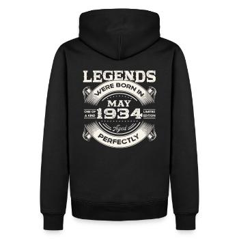 Mai 1934 Millésime 1934 Anniversaire 1934 Légende 34 - Sweat à capuche Premium bio Homme - noir - Dos - Nico (187cm)