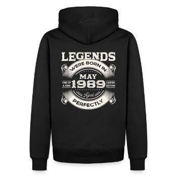 Date de naissance 1989 Mai 1989 Millésime 1989 Légende 89 - Sweat à capuche Premium bio Homme - noir - Dos - Nico (187cm)
