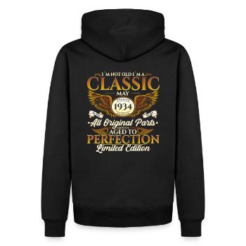 Mai 1934 Millésime 1934 Anniversaire 1934 Légende 34 - Sweat à capuche Premium bio Homme - noir - Dos - Nico (187cm)