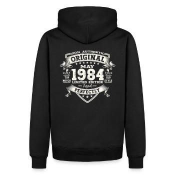 Geburtstag 1984 Mai 1984 Jahrgang 1984 Legende 84 - Männer Premium Bio Hoodie - Schwarz - Hinten - Nico (187cm)
