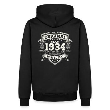 Mai 1934 Millésime 1934 Anniversaire 1934 Légende 34 - Sweat à capuche Premium bio Homme - noir - Dos - Nico (187cm)