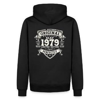 Geburtstag 1979 Mai 1979 Jahrgang 1979 Legende 79 - Männer Premium Bio Hoodie - Schwarz - Hinten - Nico (187cm)
