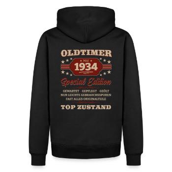 Oldtimer Mai 1934 Jahrgang 1934 Geburtstag 1934 - Männer Premium Bio Hoodie - Schwarz - Hinten - Nico (187cm)