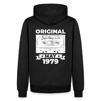 Mai 1979 Jahrgang 1979 Geburtstag 1979 Legende 79 - Männer Premium Bio Hoodie - Schwarz - Hinten - Nico (187cm)