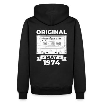 Anniversaire 1974 Mai 1974 Millésime 1974 Légende 74 - Sweat à capuche Premium bio Homme - noir - Dos - Nico (187cm)