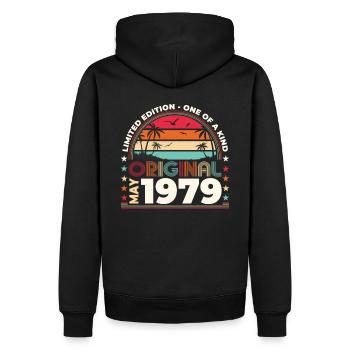 Geburtstag 1979 Mai 1979 Jahrgang 1979 Legende 79 - Männer Premium Bio Hoodie - Schwarz - Hinten - Nico (187cm)