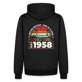 Original mai 1958 Vintage 1958 anniversaire 1958 - Sweat à capuche Premium bio Homme - noir - Dos - Nico (187cm)