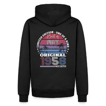 Original mai 1958 Vintage 1958 anniversaire 1958 - Sweat à capuche Premium bio Homme - noir - Dos - Nico (187cm)