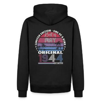 Mai 1944 Millésime 1944 Anniversaire 1944 Légende 44 - Sweat à capuche Premium bio Homme - noir - Dos - Nico (187cm)