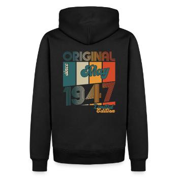 Original Mai 1947 Millésime 1947 Anniversaire 1947 - Sweat à capuche Premium bio Homme - noir - Dos - Nico (187cm)