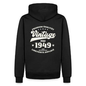 Vintage Mai 1949 Jahrgang 1949 Geburtstag 1949 - Männer Premium Bio Hoodie - Schwarz - Hinten - Nico (187cm)