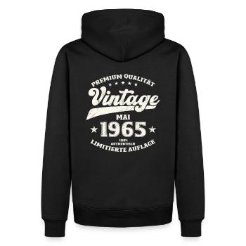 Vintage Mai 1965 Jahrgang 1965 Geburtstag 1965 - Männer Premium Bio Hoodie - Schwarz - Hinten - Nico (187cm)