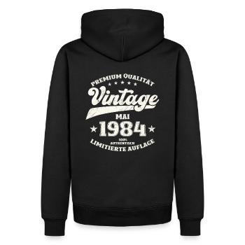 Vintage Mai 1984 Jahrgang 1984 Geburtstag 1984 - Männer Premium Bio Hoodie - Schwarz - Hinten - Nico (187cm)