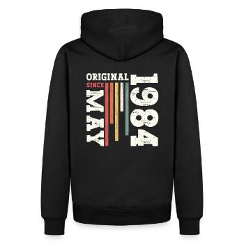 Original Mai 1984 Millésime 1984 Anniversaire 1984 - Sweat à capuche Premium bio Homme - noir - Dos - Nico (187cm)