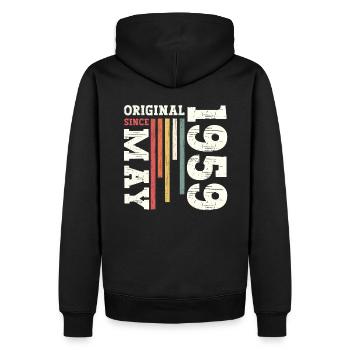 Original Mai 1959 Millésime 1959 Anniversaire 1959 - Sweat à capuche Premium bio Homme - noir - Dos - Nico (187cm)
