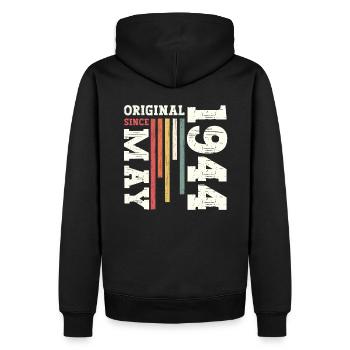 Original Mai 1944 Jahrgang 1944 Geburtstag 1944 - Männer Premium Bio Hoodie - Schwarz - Hinten - Nico (187cm)