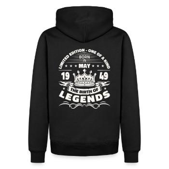 Légende Mai 1949 Né en 1949 Anniversaire 1949 - Sweat à capuche Premium bio Homme - noir - Dos - Nico (187cm)