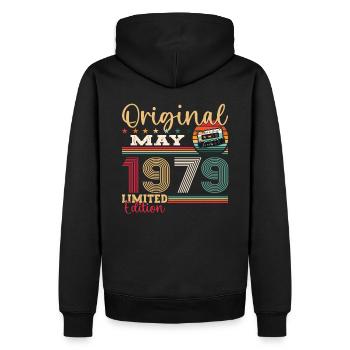 Original Mai 1979 Millésime 1979 Anniversaire 1979 - Sweat à capuche Premium bio Homme - noir - Dos - Nico (187cm)