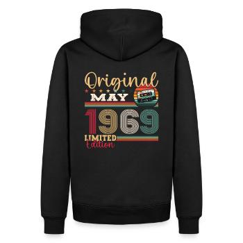 Original Mai 1969 Millésime 1969 Anniversaire 1969 - Sweat à capuche Premium bio Homme - noir - Dos - Nico (187cm)