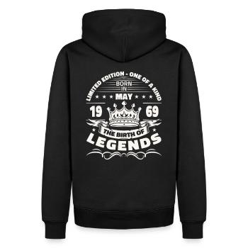 Légende Mai 1969 Millésime 1969 Anniversaire 1969 - Sweat à capuche Premium bio Homme - noir - Dos - Nico (187cm)