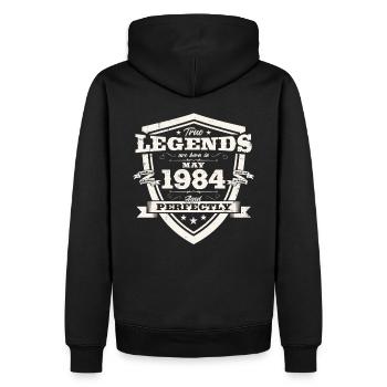 Légende Mai 1984 Millésime 1984 Anniversaire 1984 - Sweat à capuche Premium bio Homme - noir - Dos - Nico (187cm)