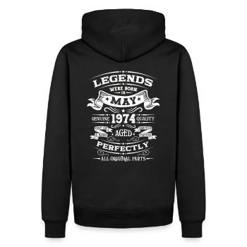 Légendaire Mai 1974 Millésime 1974 Anniversaire 1974 - Sweat à capuche Premium bio Homme - noir - Dos - Nico (187cm)