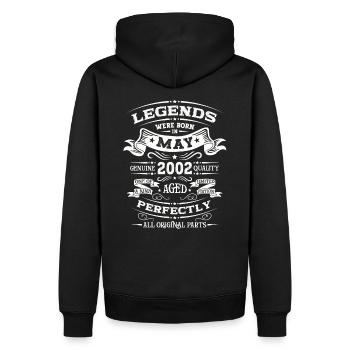 Légendaire Mai 2002 Millésime 2002 Anniversaire 2002 - Sweat à capuche Premium bio Homme - noir - Dos - Nico (187cm)