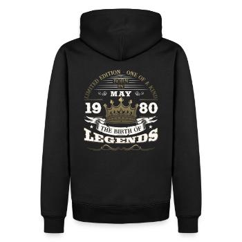 Original mai 1980 ' s Vintage 1980's Anniversaire des années 1980 - Sweat à capuche Premium bio Homme - noir - Dos - Nico (187cm)