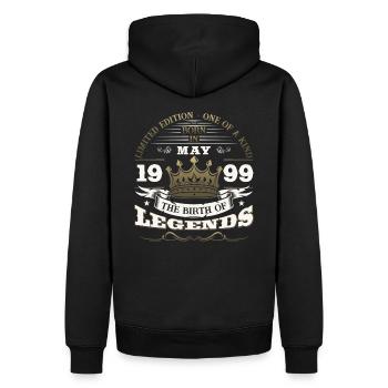 Légende Mai 1999 Millésime 1999 Anniversaire 1999 - Sweat à capuche Premium bio Homme - noir - Dos - Nico (187cm)