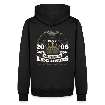 Légende Mai 2006 Millésime 2006 Anniversaire 2006 - Sweat à capuche Premium bio Homme - noir - Dos - Nico (187cm)