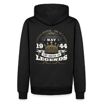 Legende Mai 1944 Jahrgang 1944 Geburtstag 1944 - Männer Premium Bio Hoodie - Schwarz - Hinten - Nico (187cm)