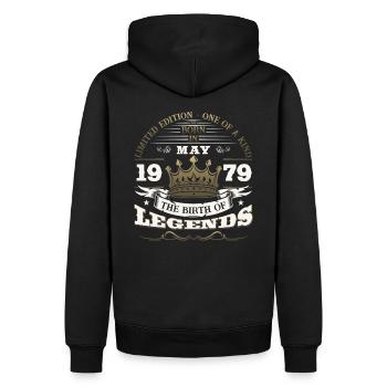 Original Mai 1979 Millésime 1979 Anniversaire 1979 - Sweat à capuche Premium bio Homme - noir - Dos - Nico (187cm)
