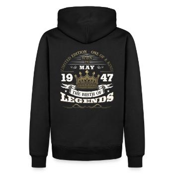 Legendär Mai 1947 Jahrgang 1947 Geburtstag 1947 - Männer Premium Bio Hoodie - Schwarz - Hinten - Nico (187cm)