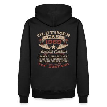 Millésime Mai 1969 Cru 1969 Anniversaire 1969 - Sweat à capuche Premium bio Homme - noir - Dos - Nico (187cm)