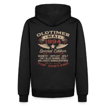 Oldtimer Mai 1994 Jahrgang 1994 Geburtstag 1994 - Männer Premium Bio Hoodie - Schwarz - Hinten - Nico (187cm)