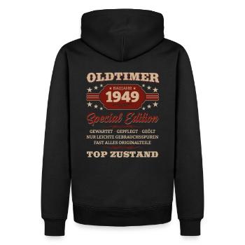 Oldtimer 1949 Jahrgang 1949 Geburtstag 1949 - Männer Premium Bio Hoodie - Schwarz - Hinten - Nico (187cm)