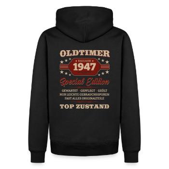 Oldtimer 1947 Jahrgang 1947 Geburtstag 1947 - Männer Premium Bio Hoodie - Schwarz - Hinten - Nico (187cm)