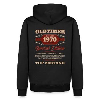 Oldtimer 1970 Jahrgang 1970 Geburtstag 1970 - Männer Premium Bio Hoodie - Schwarz - Hinten - Nico (187cm)