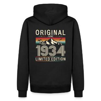 Original Juni 1934 Jahrgang 1934 Geburtstag 1934 - Männer Premium Bio Hoodie - Schwarz - Hinten - Nico (187cm)