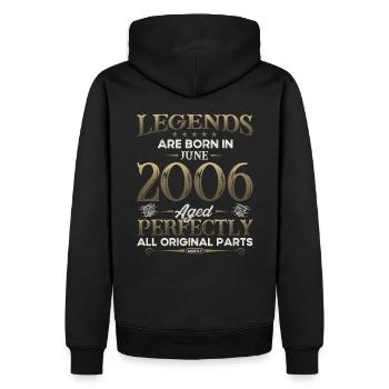 Légende Juin 2006 Millésime 2006 Anniversaire 2006 - Sweat à capuche Premium bio Homme - noir - Dos - Nico (187cm)