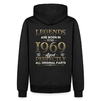 Légende Juin 1969 Millésime 1969 Anniversaire 1969 - Sweat à capuche Premium bio Homme - noir - Dos - Nico (187cm)